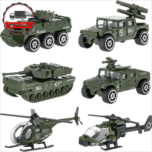 6pcs military vehicle playset - military,